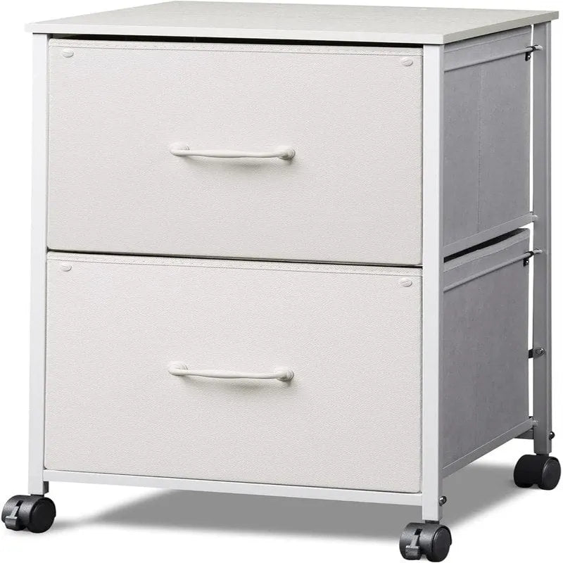 Archivador de 2 cajones, gabinete rodante de almacenamiento de madera con ruedas, gabinete auxiliar pequeño para colocar junto al sofá de la oficina