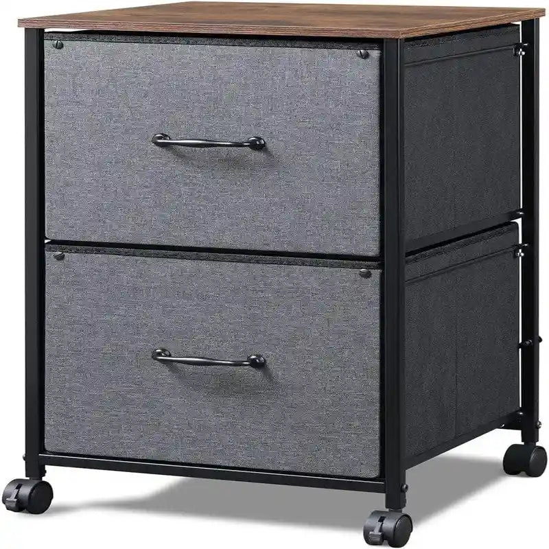 Archivador de 2 cajones, gabinete rodante de almacenamiento de madera con ruedas, gabinete auxiliar pequeño para colocar junto al sofá de la oficina