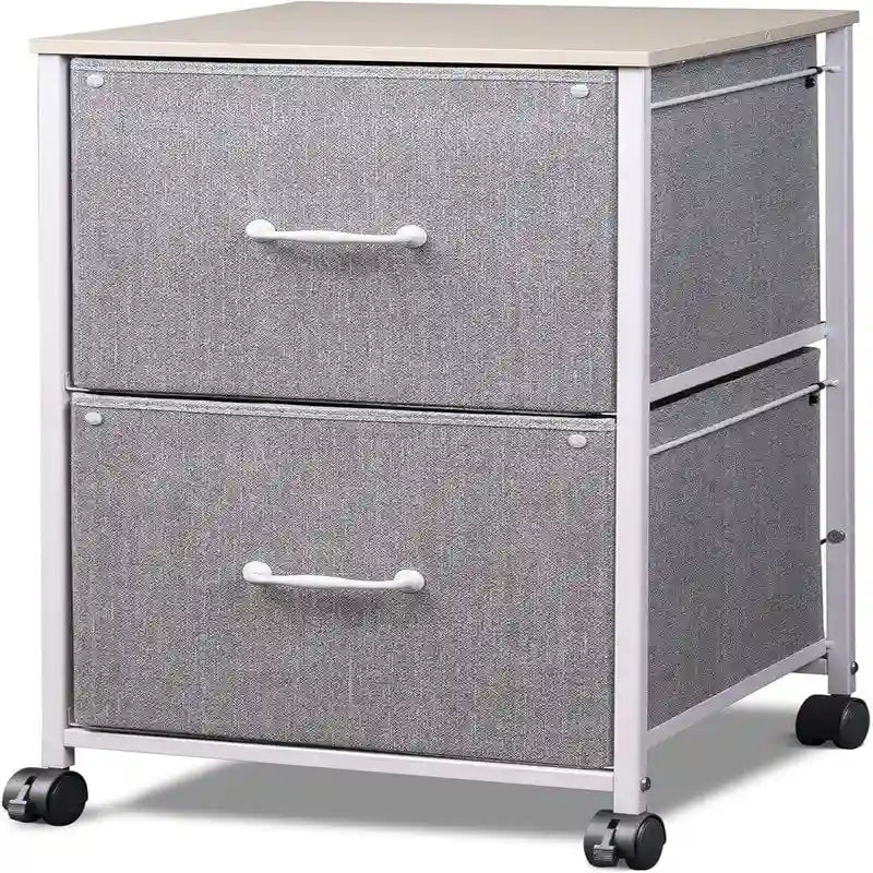 Archivador de 2 cajones, gabinete rodante de almacenamiento de madera con ruedas, gabinete auxiliar pequeño para colocar junto al sofá de la oficina