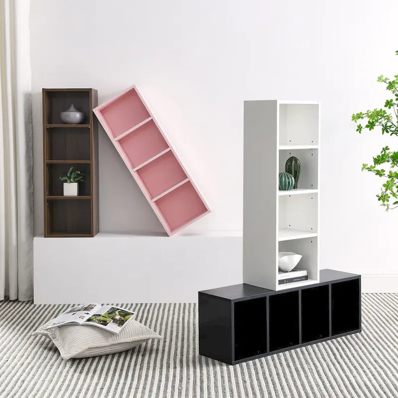 Estantería multimedia de 8 niveles, armario estrecho para guardar CD y DVD con estantes ajustables, librería alta y estrecha para exhibir libros