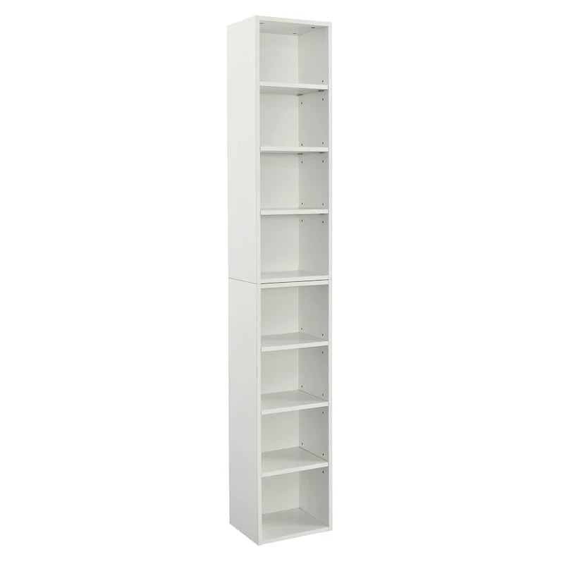 Estantería multimedia de 8 niveles, armario estrecho para guardar CD y DVD con estantes ajustables, librería alta y estrecha para exhibir libros