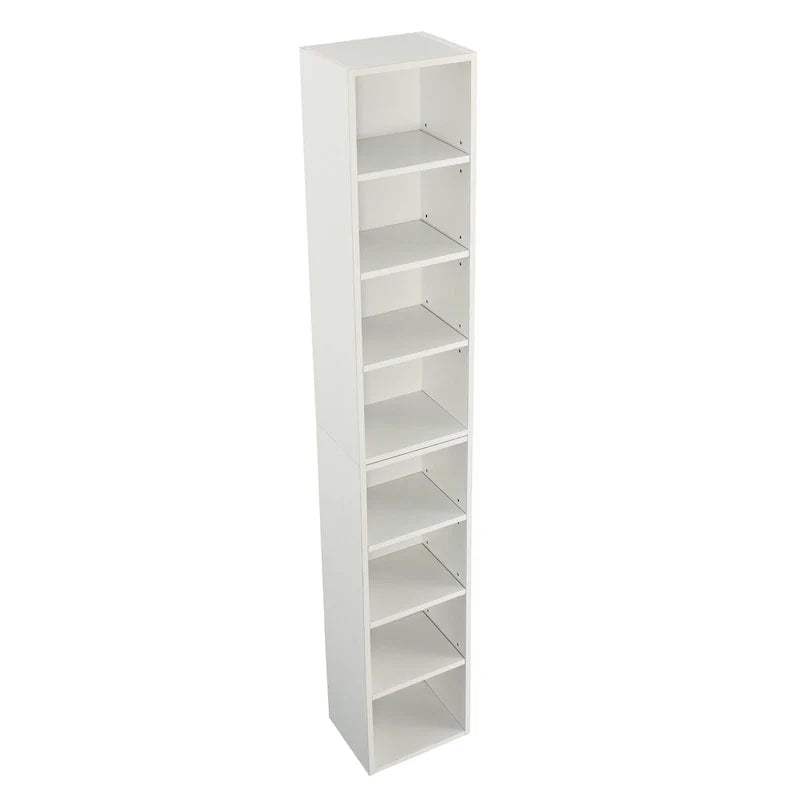 Estantería multimedia de 8 niveles, armario estrecho para guardar CD y DVD con estantes ajustables, librería alta y estrecha para exhibir libros