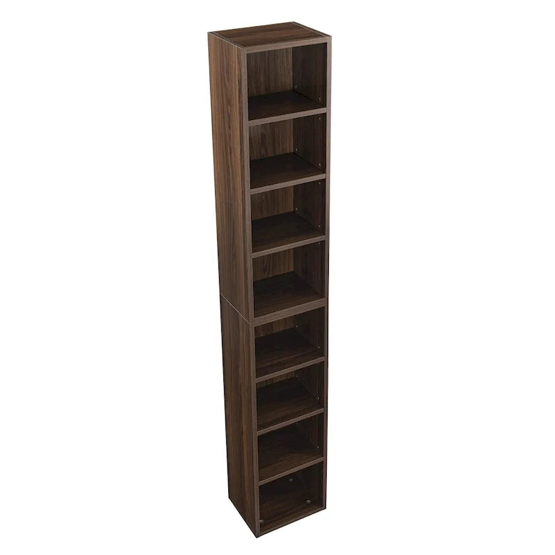 Estantería multimedia de 8 niveles, armario estrecho para guardar CD y DVD con estantes ajustables, librería alta y estrecha para exhibir libros