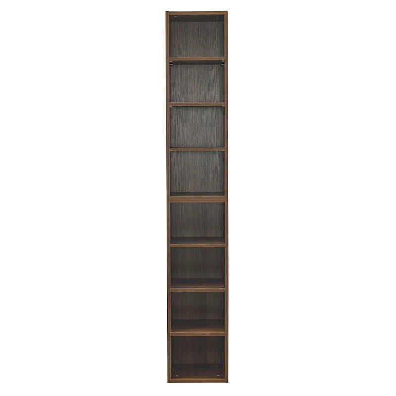 Estantería multimedia de 8 niveles, armario estrecho para guardar CD y DVD con estantes ajustables, librería alta y estrecha para exhibir libros