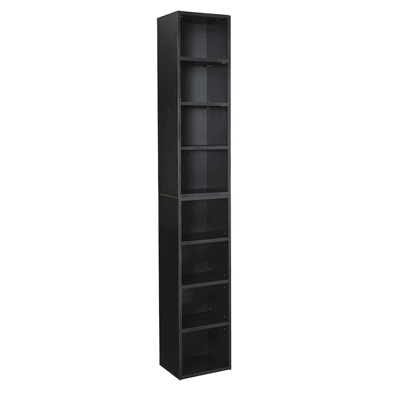 Estantería multimedia de 8 niveles, armario estrecho para guardar CD y DVD con estantes ajustables, librería alta y estrecha para exhibir libros