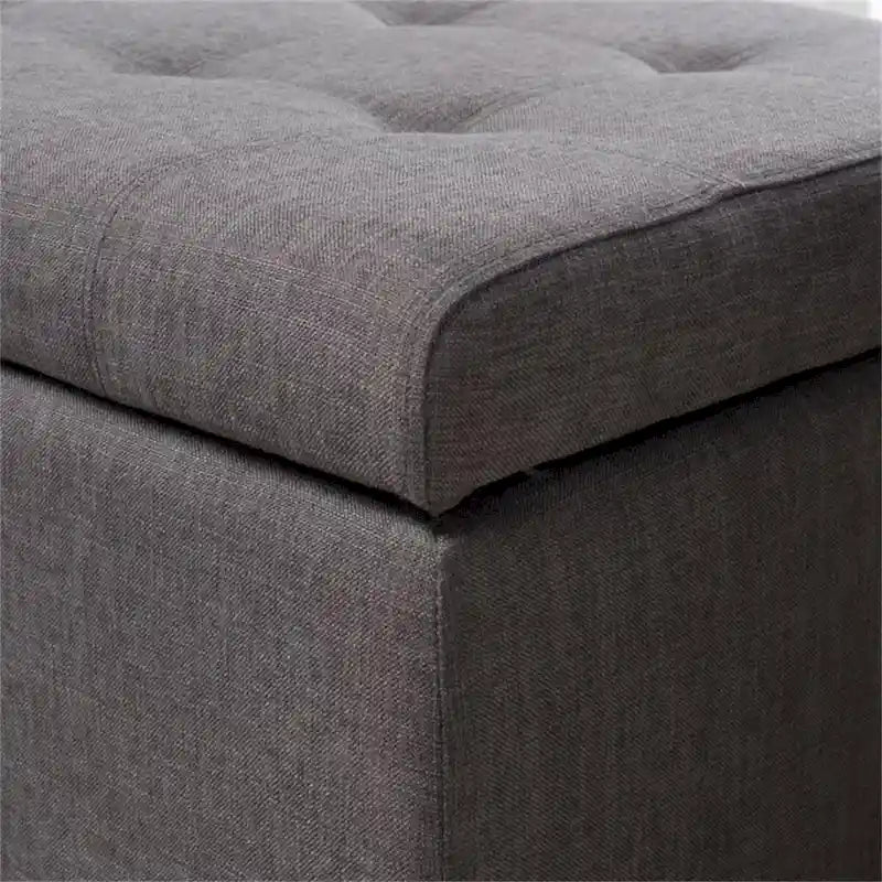 Tufted Linen Fabric Storage Bench