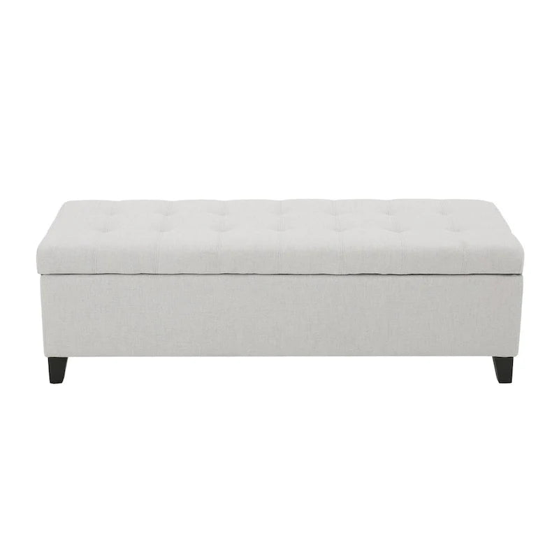 Tufted Linen Fabric Storage Bench