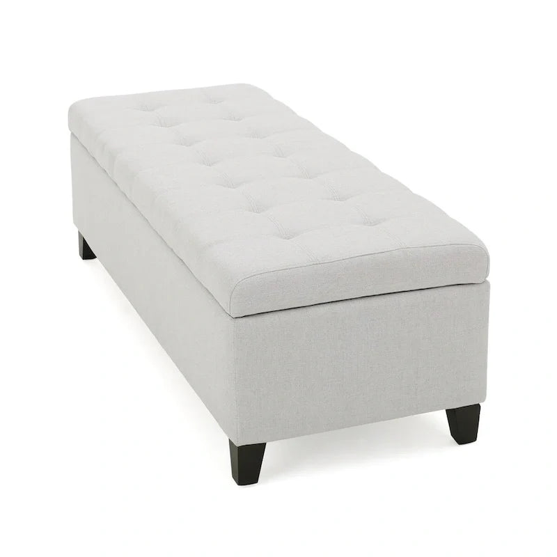 Tufted Linen Fabric Storage Bench