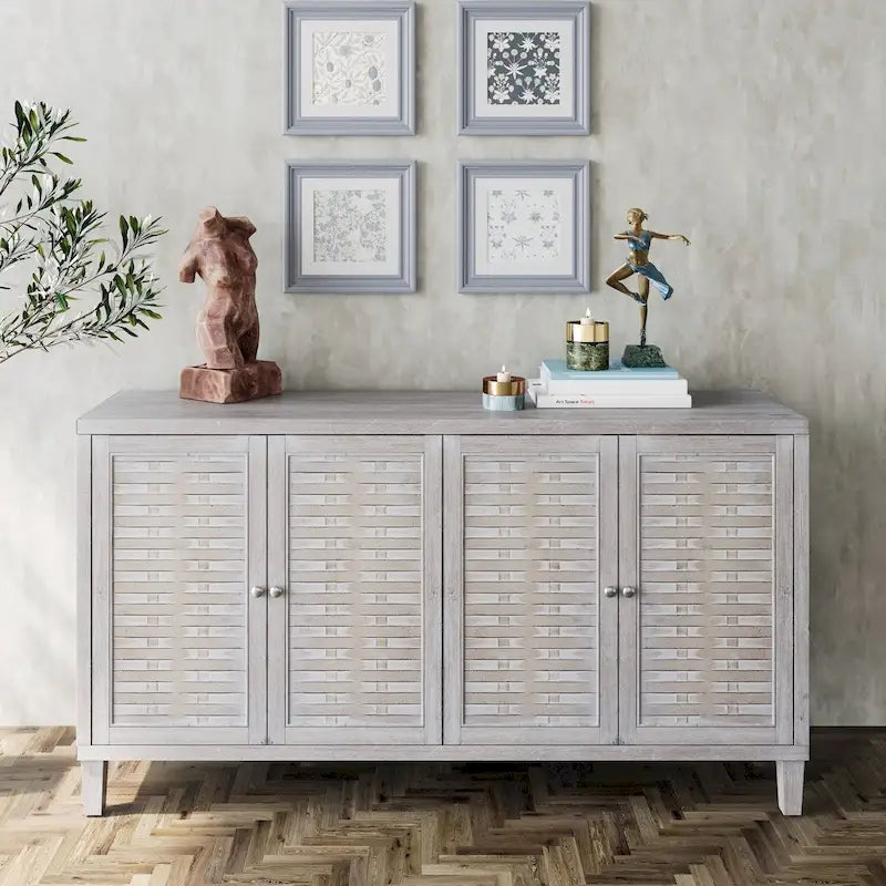 Distressed Shutter Door Farmhouse Sideboard Cabinet
