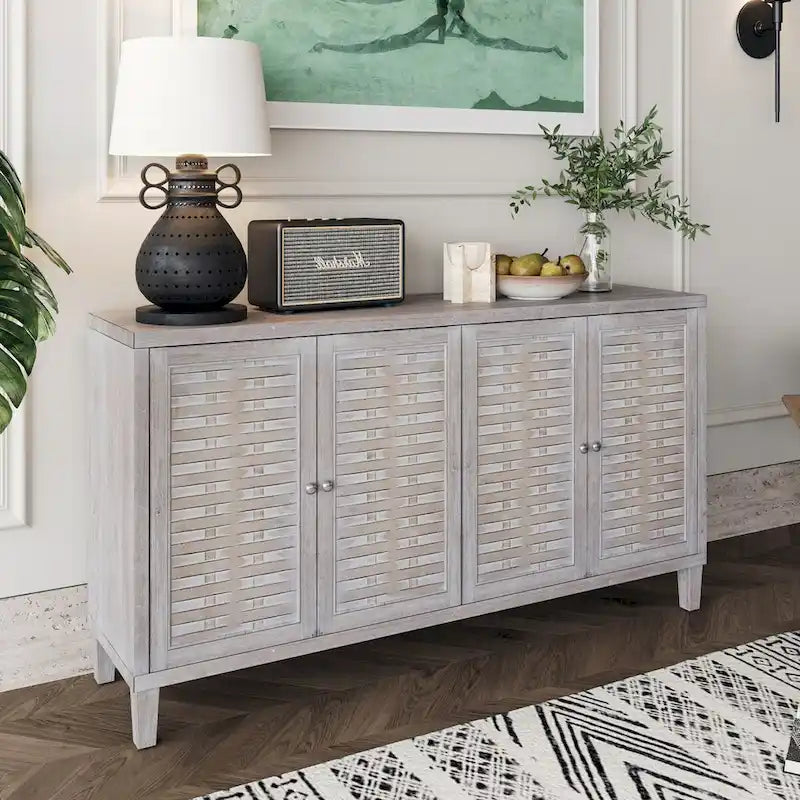 Distressed Shutter Door Farmhouse Sideboard Cabinet