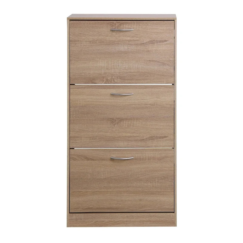 Zapatero con 3 cajones, organizador de madera para zapatos de 3 niveles para el recibidor