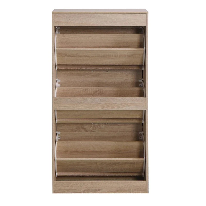 Zapatero con 3 cajones, organizador de madera para zapatos de 3 niveles para el recibidor