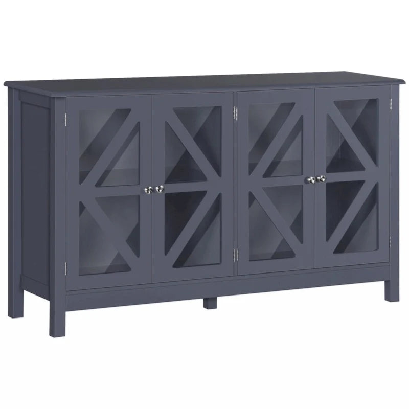 Sideboard, Buffet Cabinet with Tempered Glass Doors and Adjustable Storage Shelf, Credenza, Grey