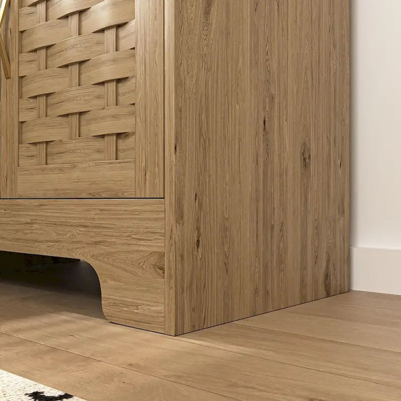 Kitchen Buffet and Hutch Wooden Storage Cupboard with Glass Accent Drawer, and Microwave Space