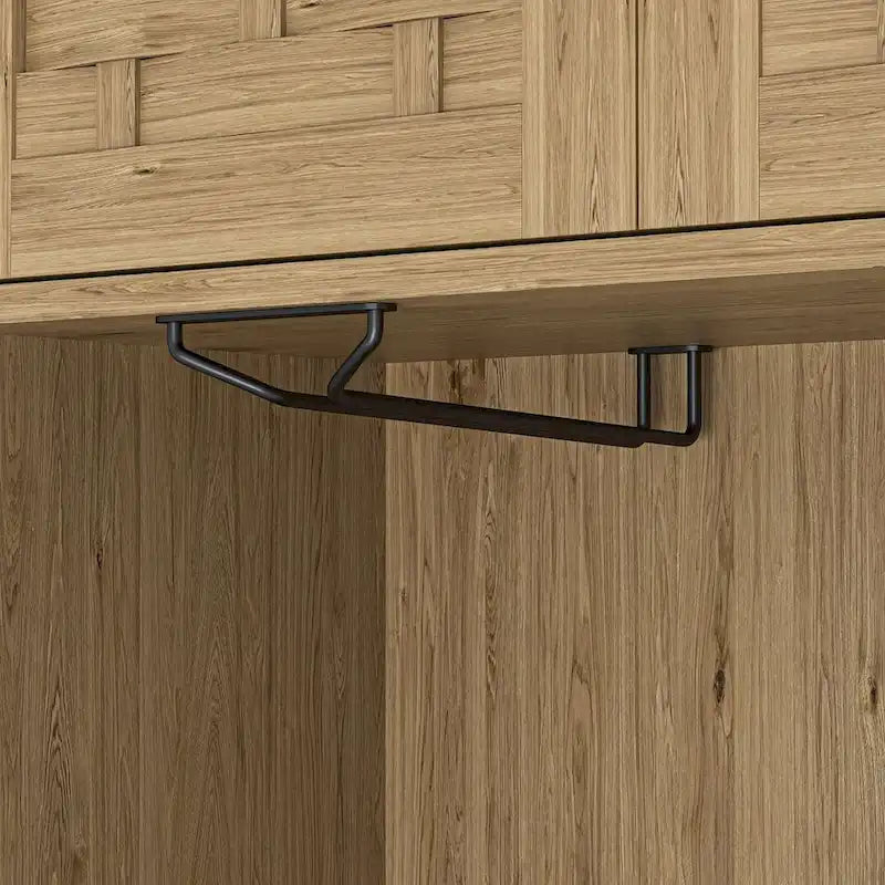 Kitchen Buffet and Hutch Wooden Storage Cupboard with Glass Accent Drawer, and Microwave Space