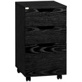 Armario de almacenamiento de oficina con 3 cajones, mueble bajo escritorio con ruedas, acabado de veta de madera negra
