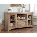 Buffet de rangement de style champêtre pour bureau, meuble en bois avec portes vitrées et tiroir, console buffet basse pour bureau à domicile