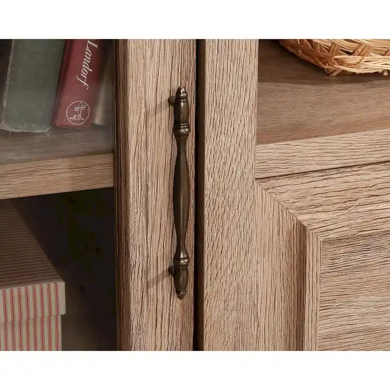 Buffet de rangement de style champêtre pour bureau, meuble en bois avec portes vitrées et tiroir, console buffet basse pour bureau à domicile
