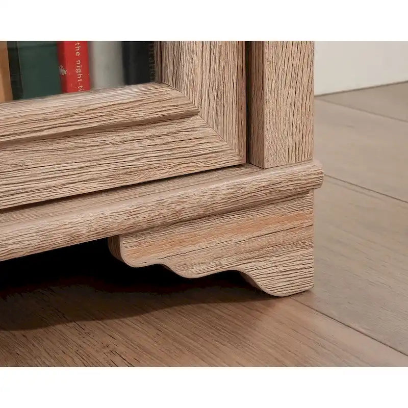 Buffet de rangement de style champêtre pour bureau, meuble en bois avec portes vitrées et tiroir, console buffet basse pour bureau à domicile