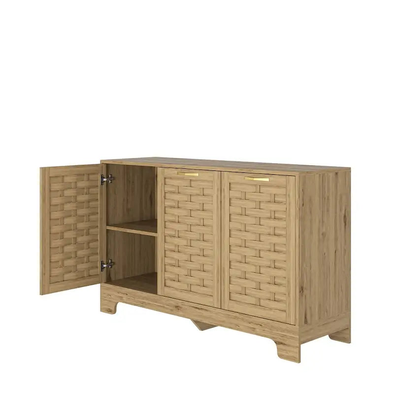 Woven Door Wooden Kitchen Sideboard Buffet