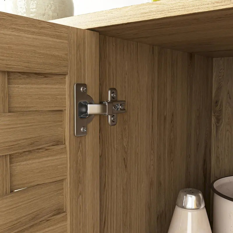 Woven Door Wooden Kitchen Sideboard Buffet