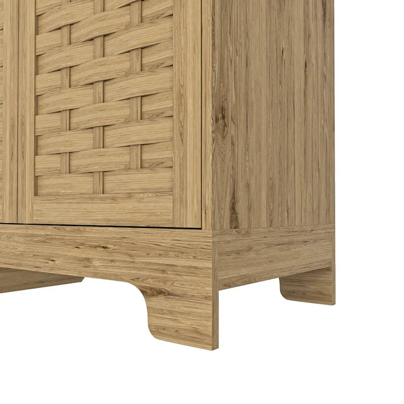 Woven Door Wooden Kitchen Sideboard Buffet