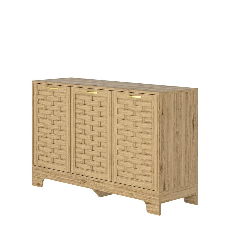 Woven Door Wooden Kitchen Sideboard Buffet