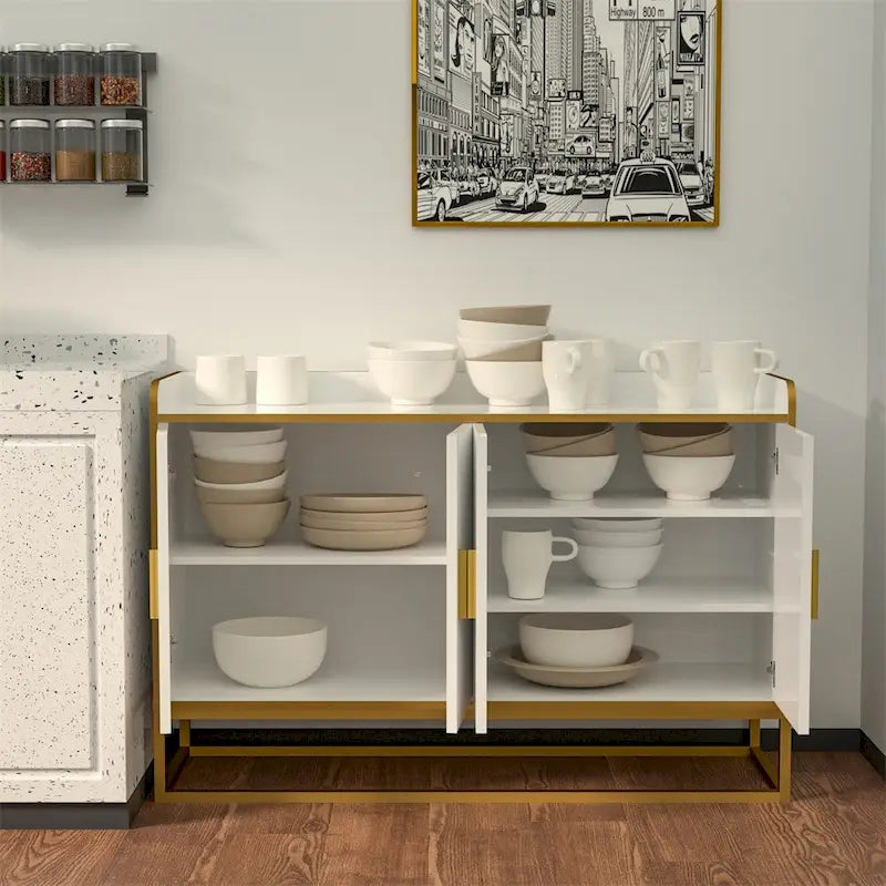 Armario aparador de almacenamiento para cocina moderno, con patas de metal