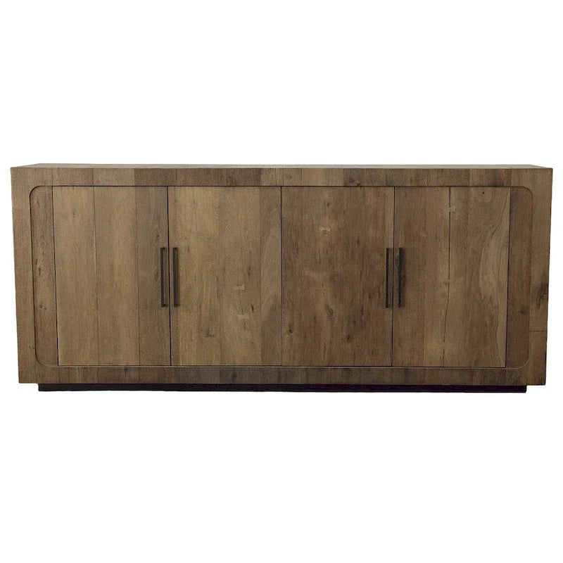 Aparador de madera maciza, gabinete rústico con 4 puertas, gabinete bajo de almacenamiento