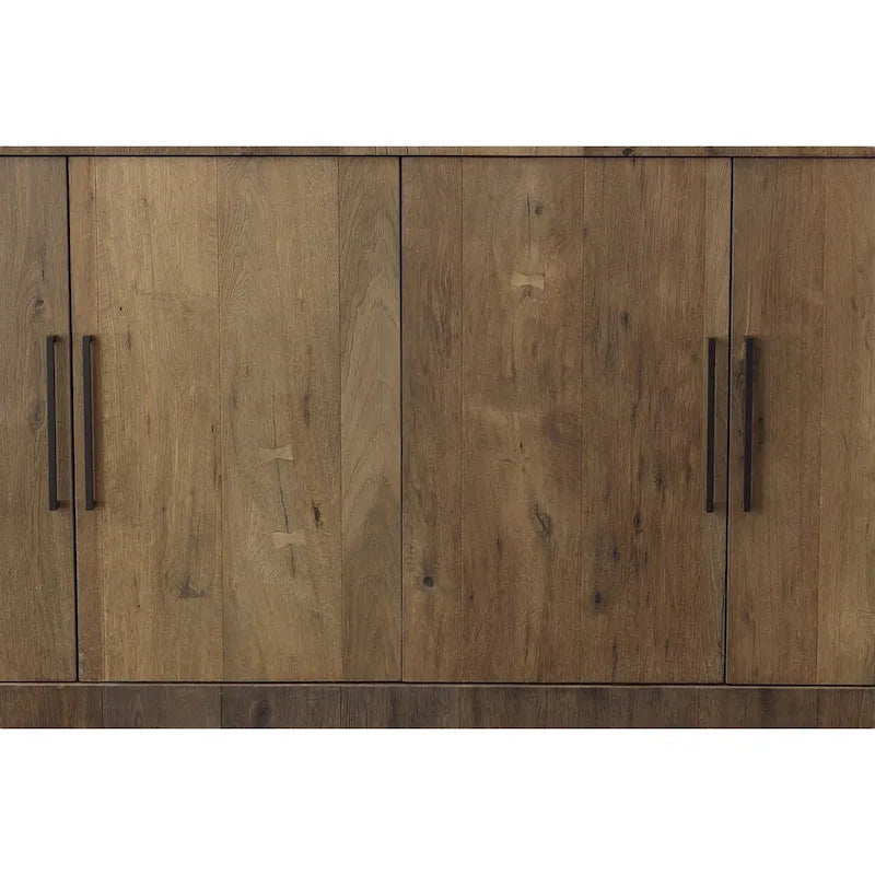 Aparador de madera maciza, gabinete rústico con 4 puertas, gabinete bajo de almacenamiento