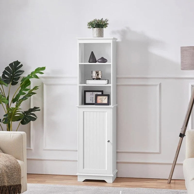 Tall Narrow White Bathroom Linen Cabinet