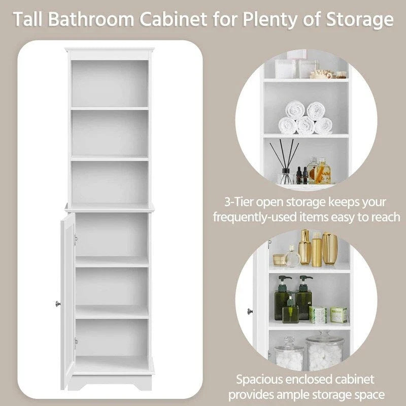 Tall Narrow White Bathroom Linen Cabinet