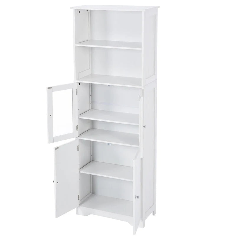 Tall Storage Cabinet with Shelves and Doors for Bathroom