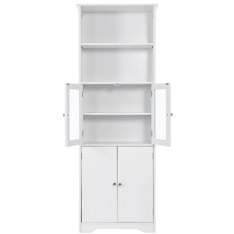 Tall Storage Cabinet with Shelves and Doors for Bathroom