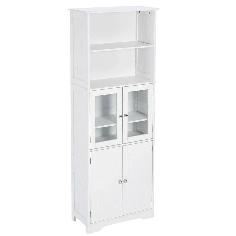 Tall Storage Cabinet with Shelves and Doors for Bathroom