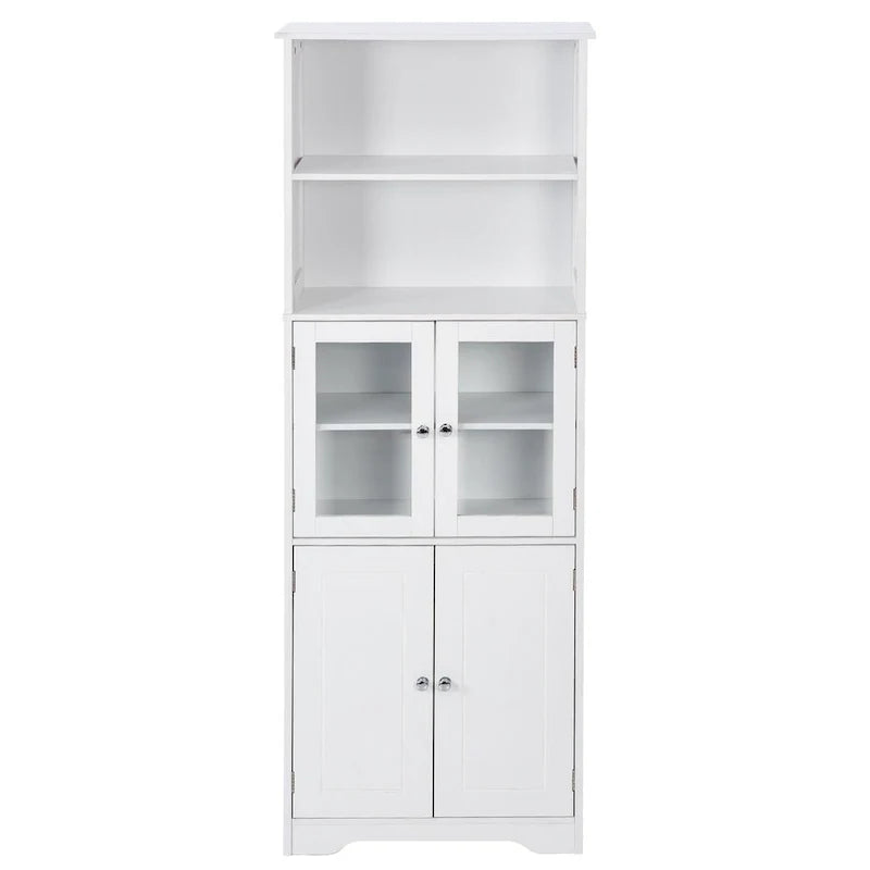 Tall Storage Cabinet with Shelves and Doors for Bathroom
