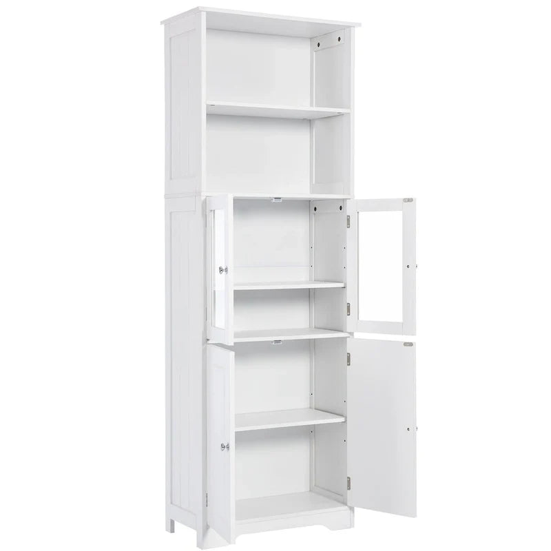Tall Storage Cabinet with Shelves and Doors for Bathroom