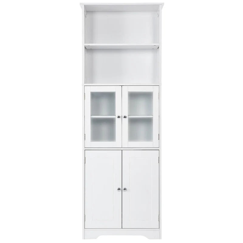 Tall Storage Cabinet with Shelves and Doors for Bathroom