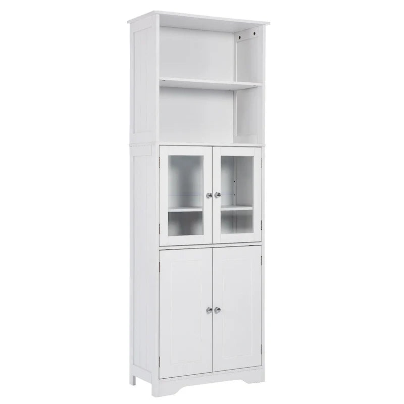 Tall Storage Cabinet with Shelves and Doors for Bathroom
