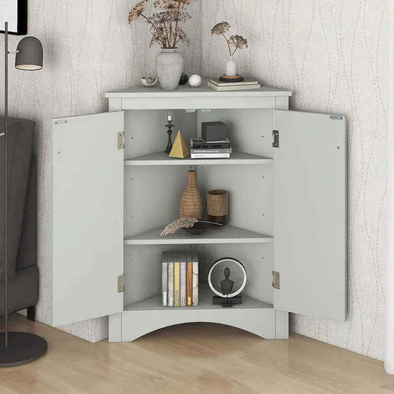 Meuble de rangement triangulaire pour salle de bain avec étagères réglables, meuble de sol autoportant pour la maison ou la cuisine