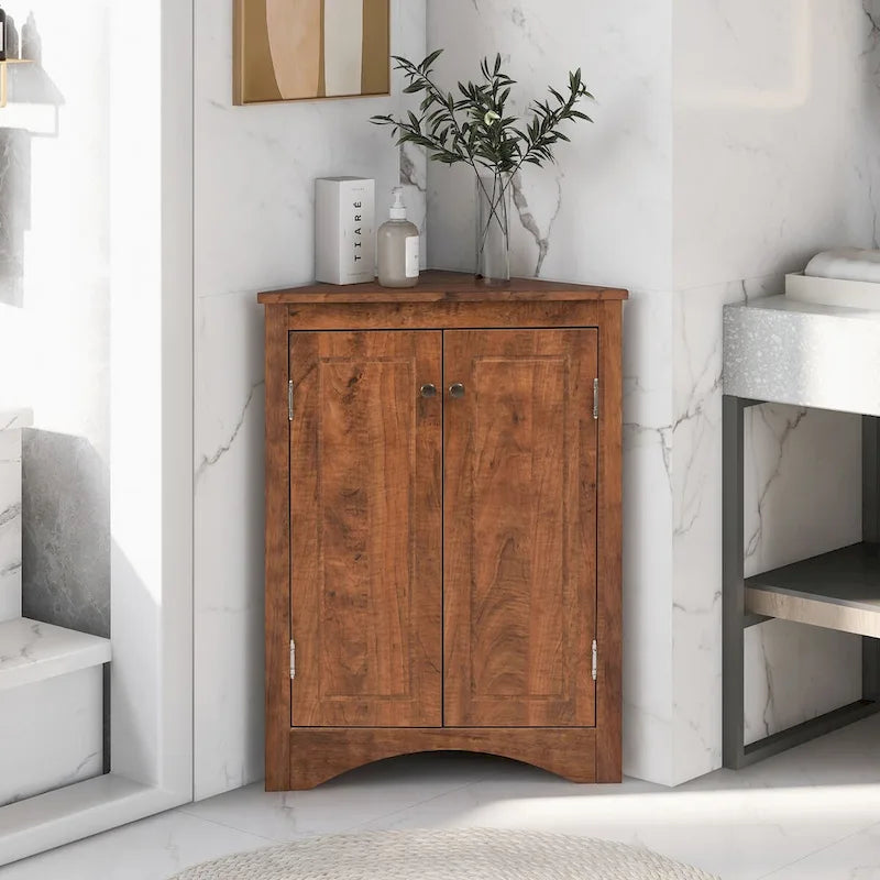 Meuble de rangement triangulaire pour salle de bain avec étagères réglables, meuble de sol autoportant pour la maison ou la cuisine