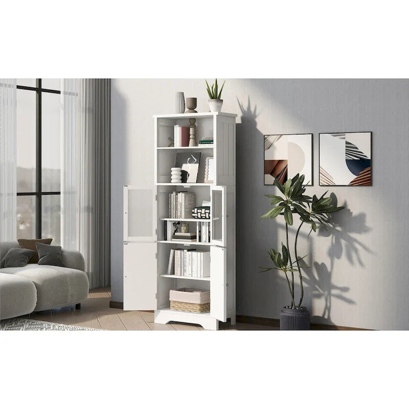 Tall Storage Cabinet with Shelves and Doors, MDF Board