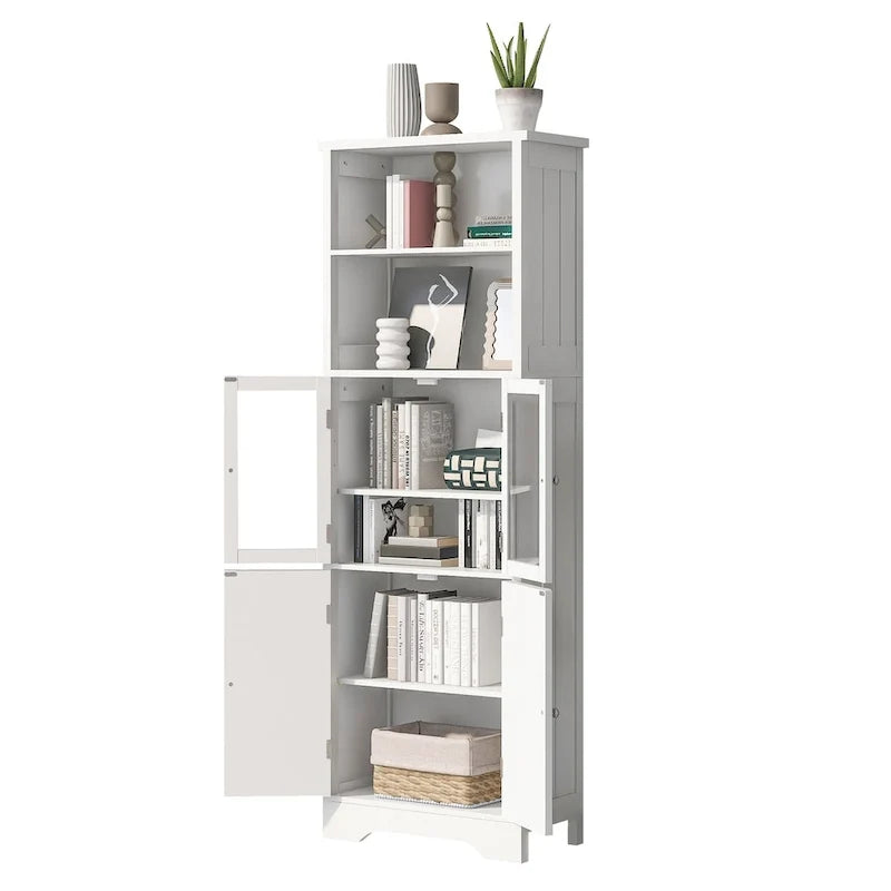 Tall Storage Cabinet with Shelves and Doors, MDF Board