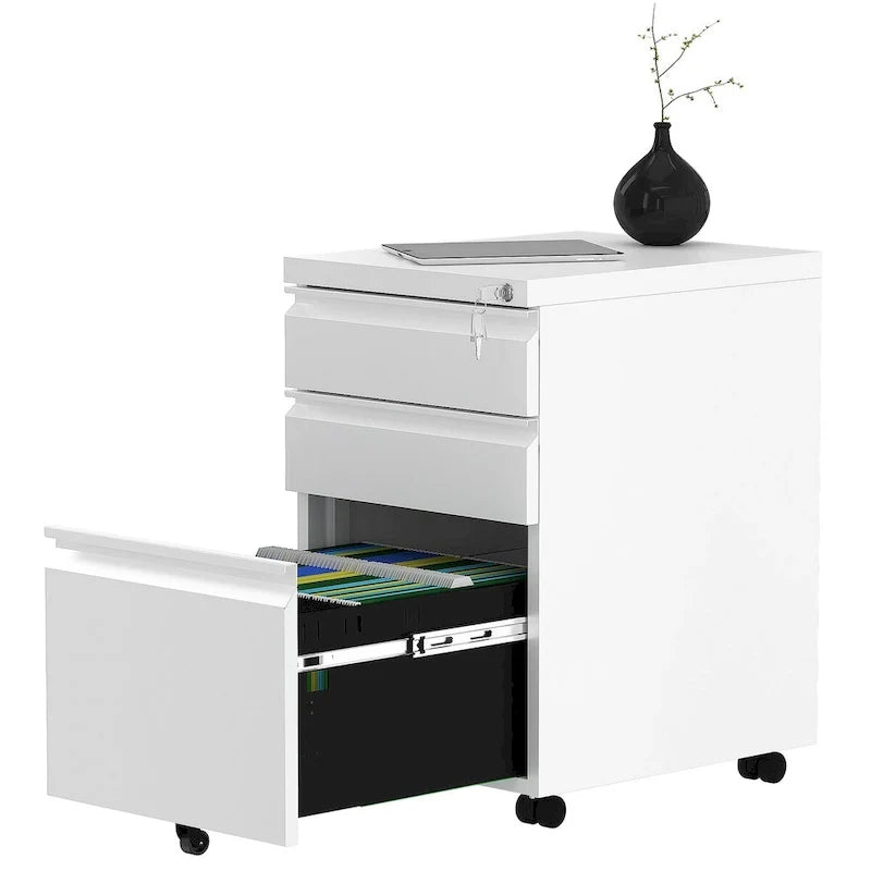 Modern 2/3-Drawer Locking Rolling Wheeled Steel File Cabinet
