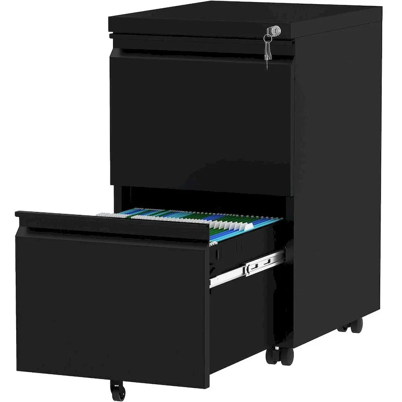 Archivador metálico moderno con ruedas y cerradura, de 2/3 cajones