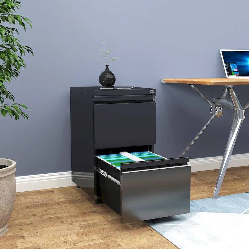 Archivador metálico moderno con ruedas y cerradura, de 2/3 cajones