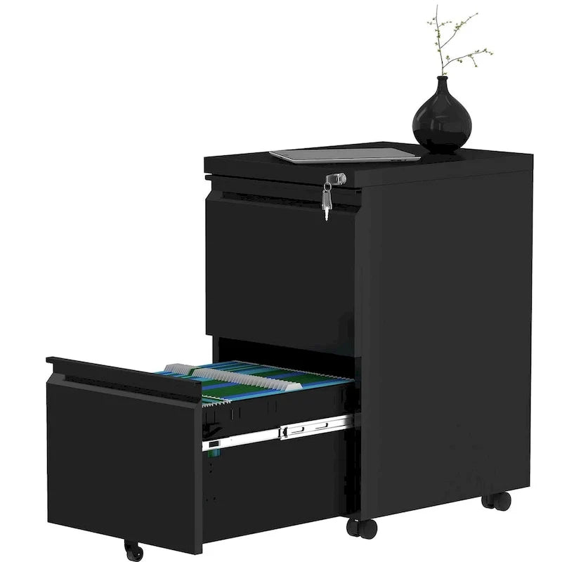 Archivador metálico moderno con ruedas y cerradura, de 2/3 cajones