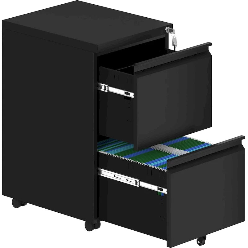 Archivador metálico moderno con ruedas y cerradura, de 2/3 cajones
