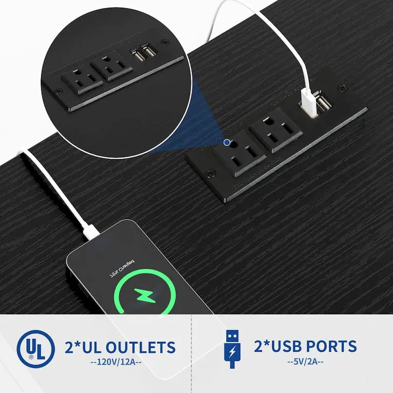 Archivador móvil de 3 cajones con luz LED y estación de carga, compatible con tamaño A4/Carta