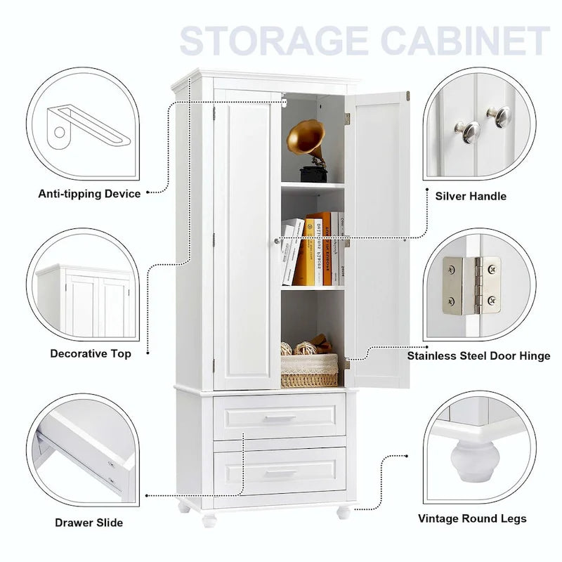 Tall Storage Cabinet with Two Drawers